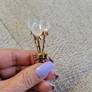 Elegant Gold and Clear Flower decorative item